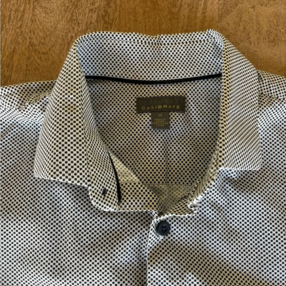 Calibrate Micro Check Oxford in White and Black - Picture 2 of 9